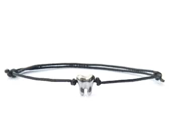 Tooth Bracelet - A Unique Gift for Dentist, New Dads, Baby Showers! Human Teeth Bead Rope Friendship Bracelet with Adjustable Wrap Knot