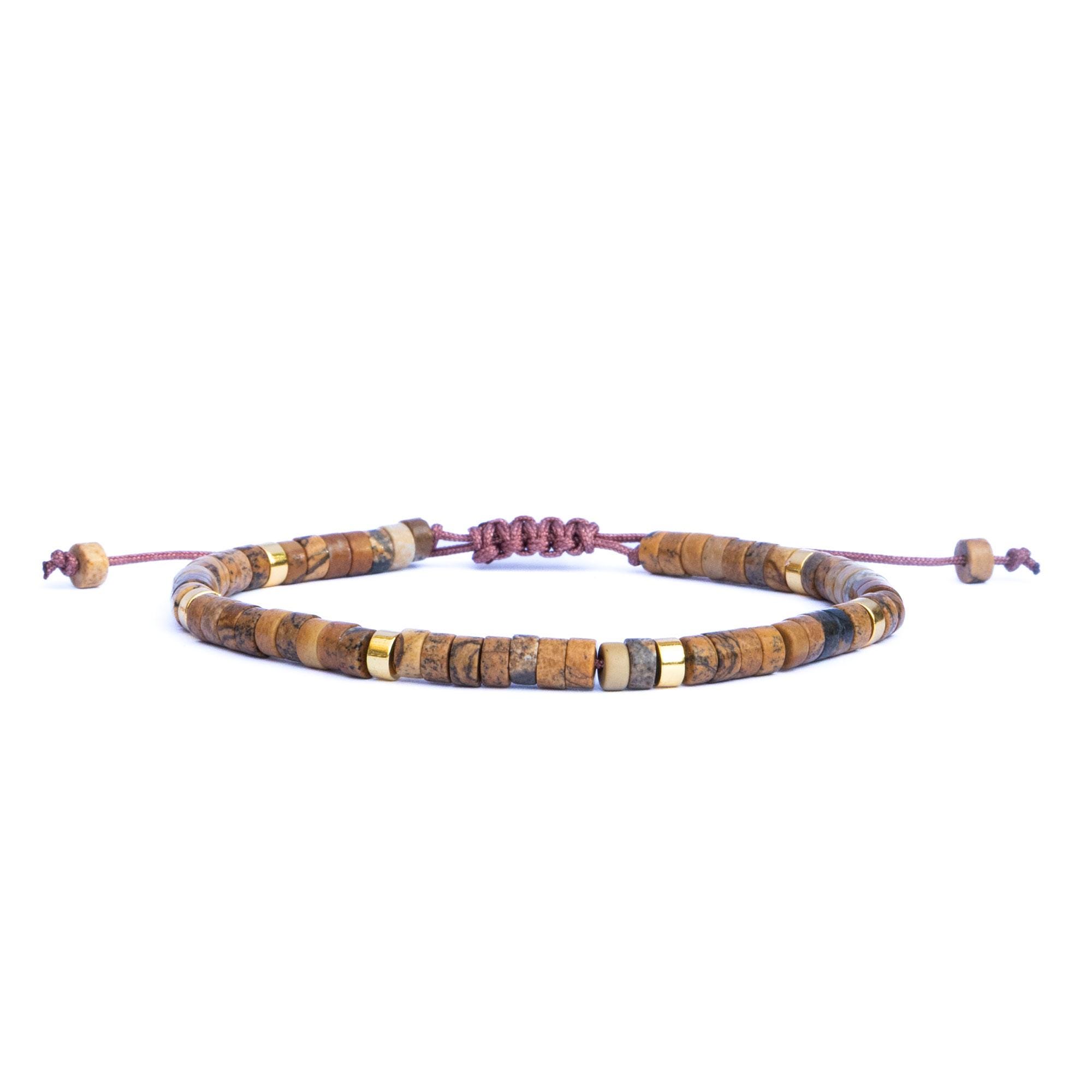 Men’s Picture Jasper Bracelet – Adjustable, Waterproof & Handmade Natural Stone Bracelet