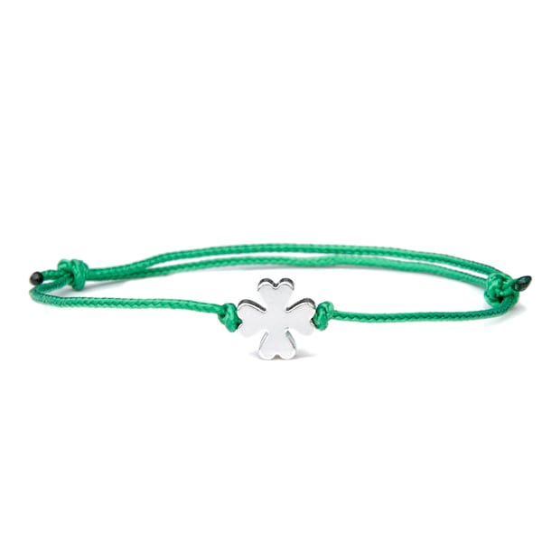 Four leaf clover bracelet - Lucky adjustable friendship bracelet - Custom colours