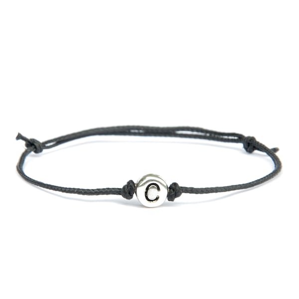 Initial bracelet for men women - Adjustable waterproof in customised colours