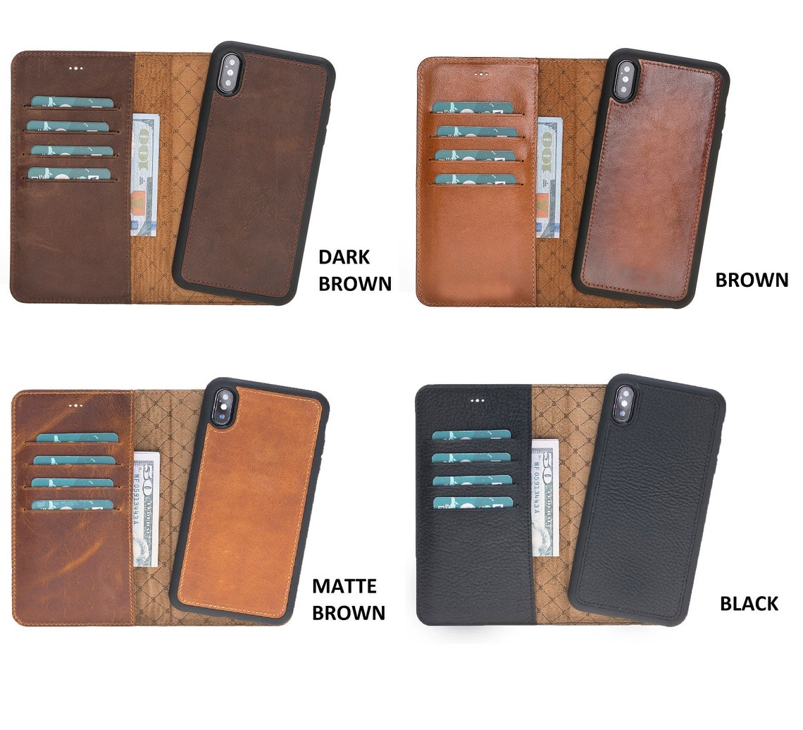IPhone XS Max Case Genuine Leather Detachable Brown Etsy