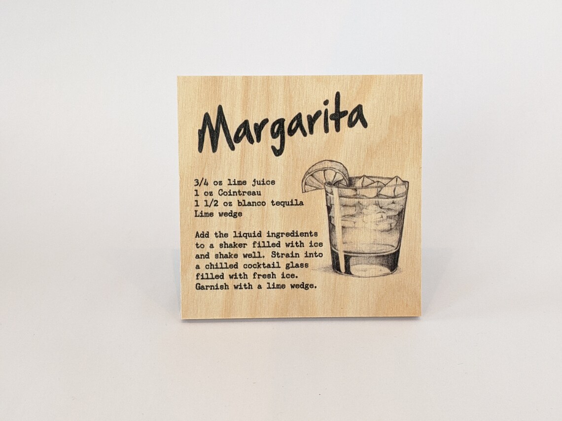 Coaster Cocktail Recipe Coaster Margarita Etsy