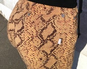 Tan Mid Rise Snakeskin Print Jeans Vintage Size 26 Waist