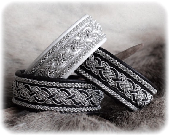 Braided leather bracelet for women, Sami Lapland bracelet, Wide cuff bracelet for men, Matching couples gift, Viking leather cuff for women