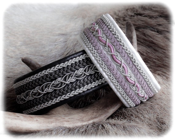 White leather bracelet for women, Pink cuff bracelet, Black leather cuff bracelet, Patina jewelry, Woven bracelet, Braided leather bracelet