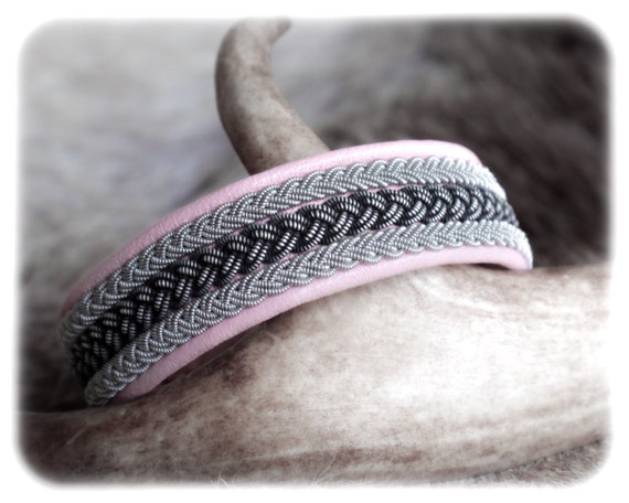 Pink leather bracelet for women, Sami Lapland bracelet, Unique gift for women who has everything, Patina jewelry, Viking cuff bracelet