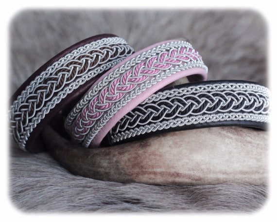 Braided leather bracelet for women, Viking jewelry for women, Pink leather bracelet cuff, Cute jewelry for girl, Woven Silk cord bracelet