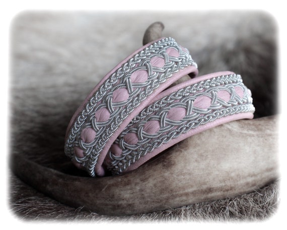 Pink Leather Bracelet, Sami Lapland bracelet, Unique gift for girlfriend, Nice gift for mom, Little girl bracelet, Braided leather bracelet