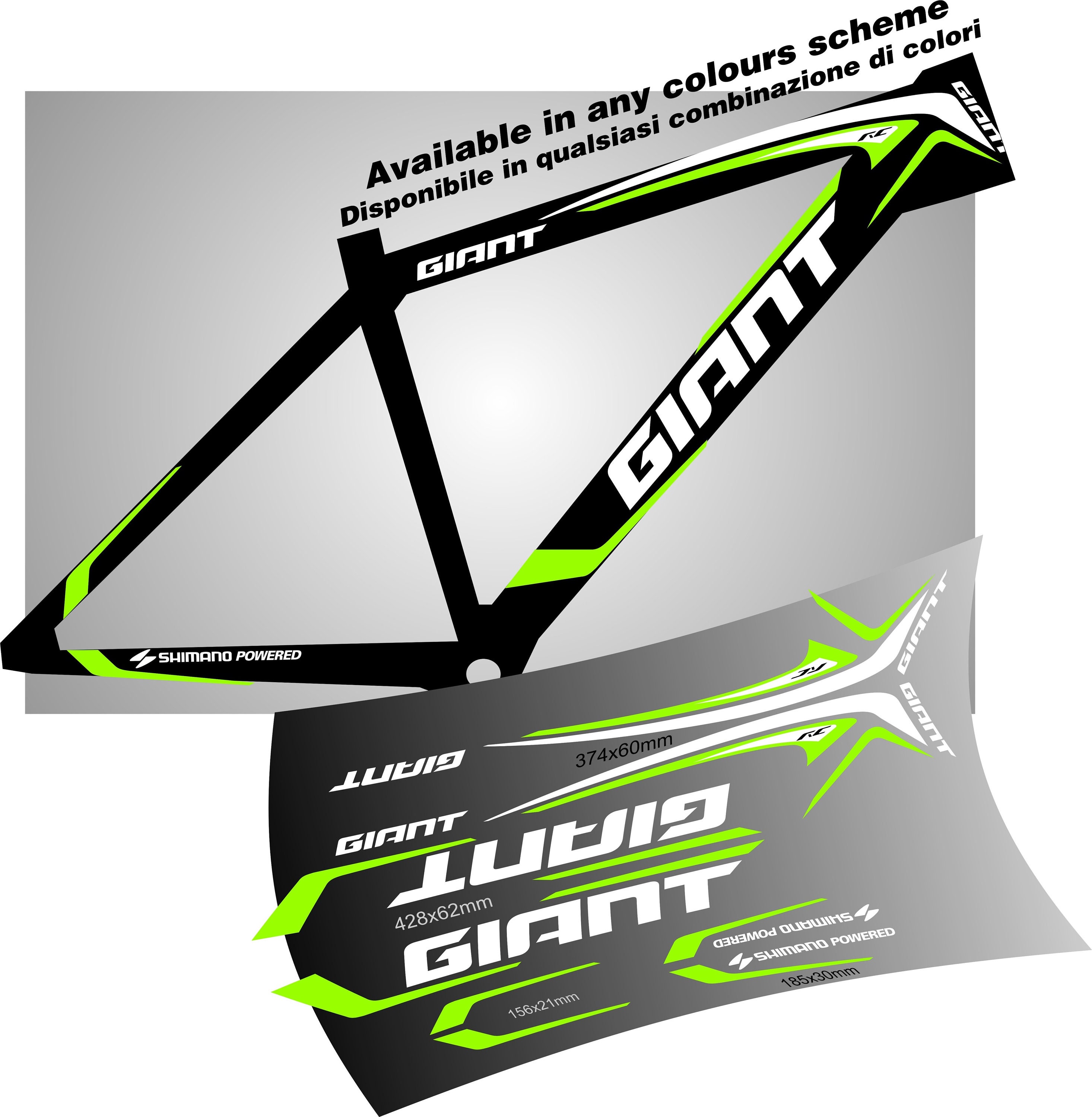 GIANT bike frame graphic stickers decal aufkleber autocollant Etsy