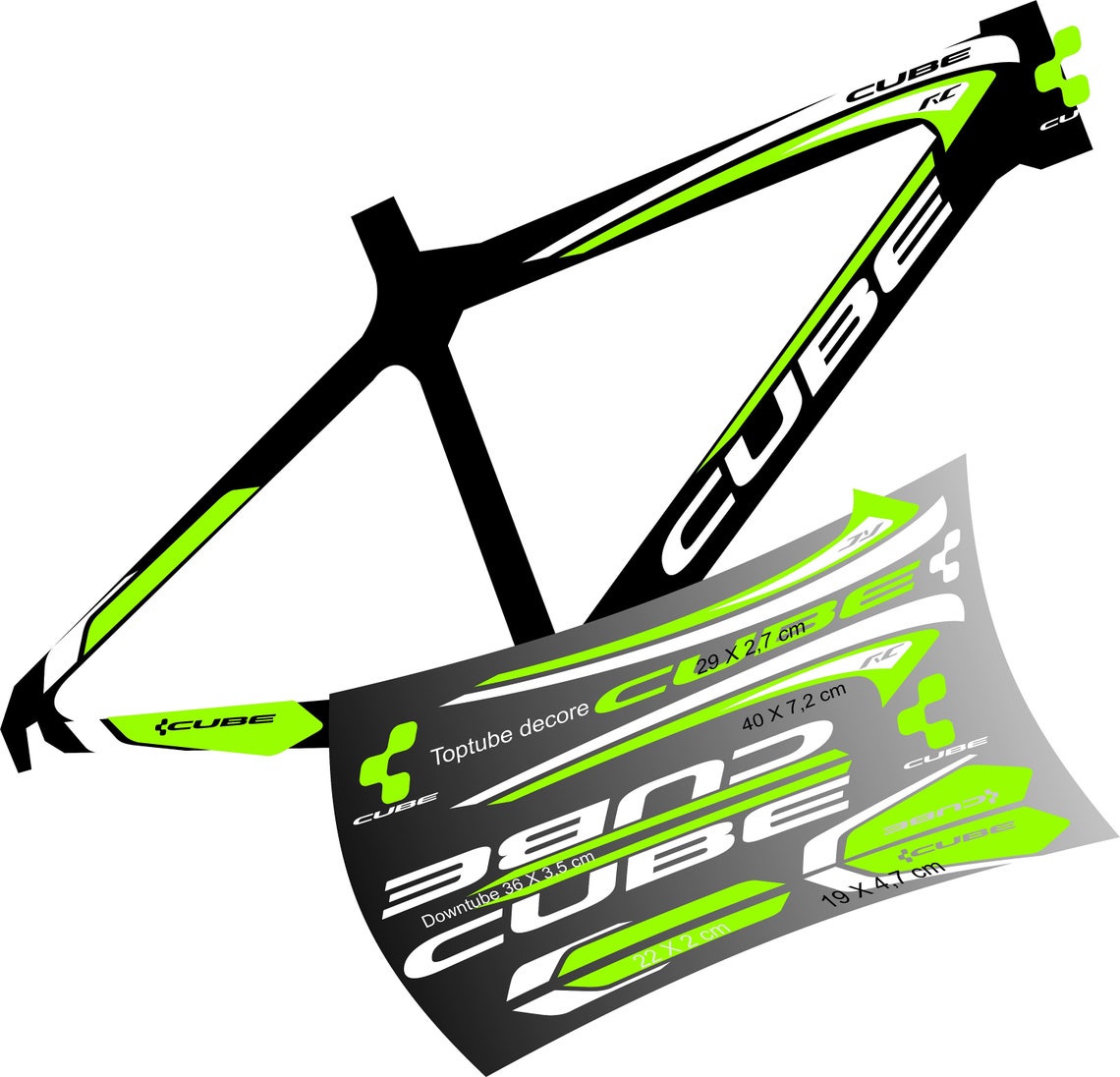 CUBE Fahrrad Rahmen Grafik Aufkleber Aufkleber Sticker Etsy