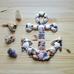 Seashell & Glass Anchor Mosaic Wall Art Beach Home Decor