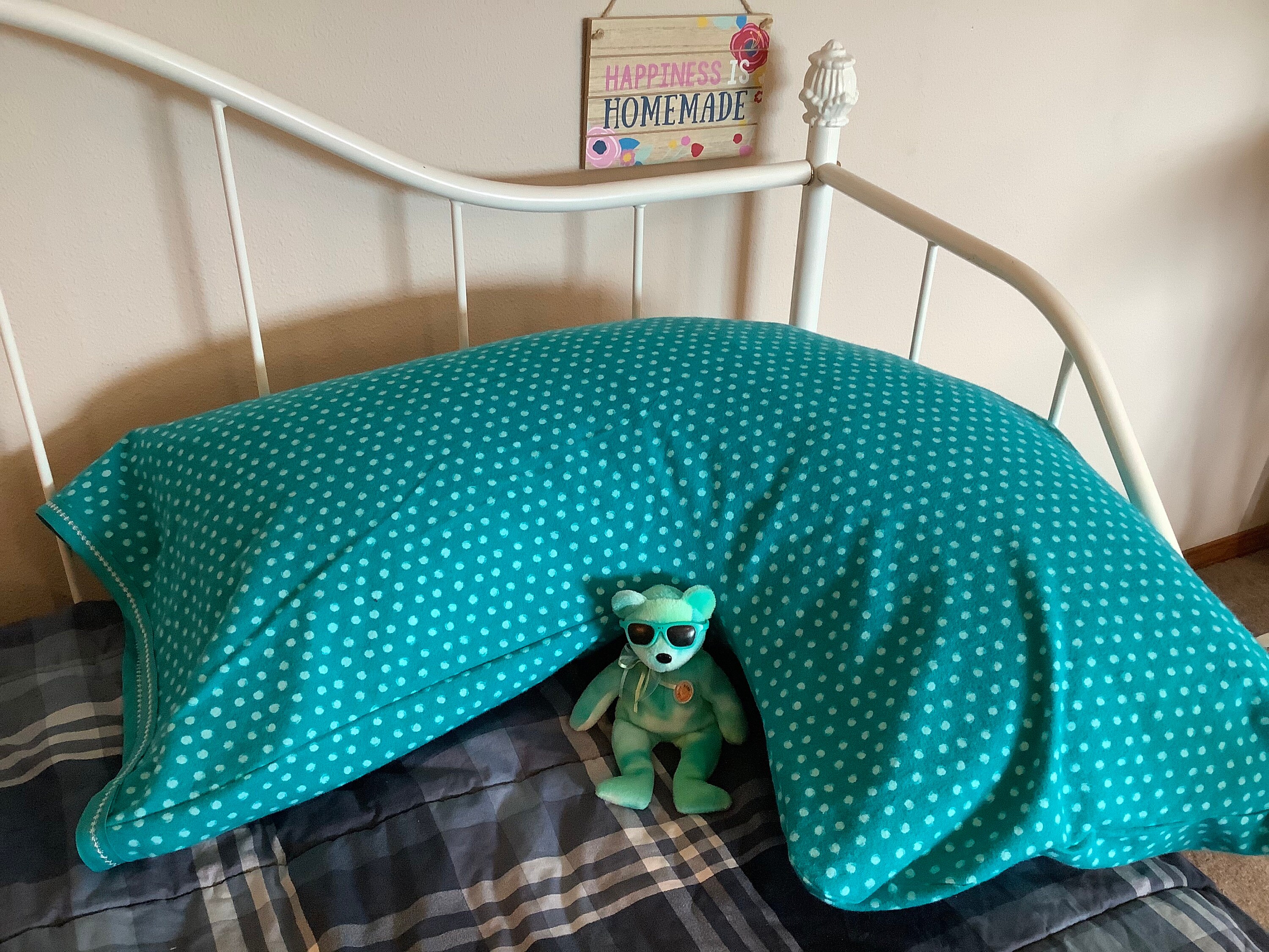 Turquoise with Polka Dots Boomerang Pillowcase Etsy