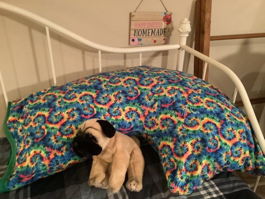 Rainbow Tie Dye Paw Print Flannel Boomerang Pillowcase Etsy