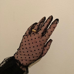 Vintage style polka dot lace gloves