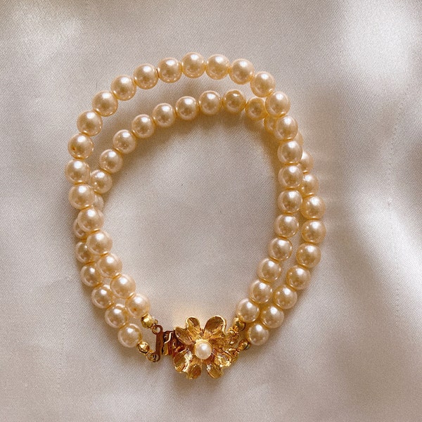 Vintage 1980s sunflower Pearl  bracelet