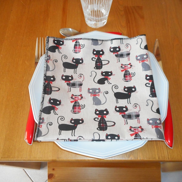 serviette de table 40cm x 40cm, maison, cantine, maternelle, nounou, original au choix,  zéro déchet, écologique