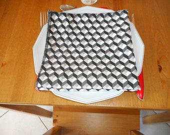 serviette de table 40cm x 40cm, maison, géométrique,  zéro déchet, écologique