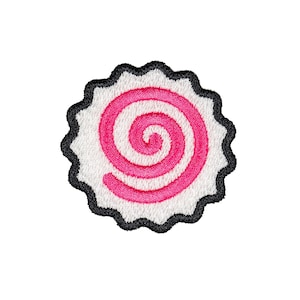 Handmade Anime-Inspired Fish Cake Swirl Patch - Red & White Kawaii