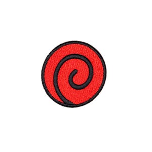 Handmade Red Swirl Anime Embroidered Patch - Ninja Uzumaki Style