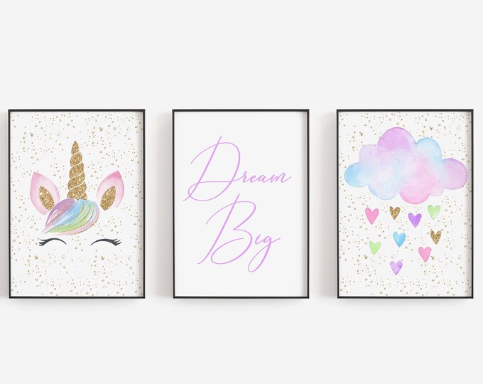 Unicorn Wall Decor, Printable Wall Art, Nursery Wall Art, Printable ...