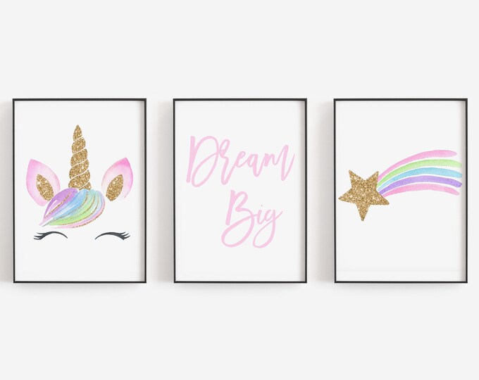 Unicorn Wall Decor, Printable Wall Art, Nursery Wall Art, Printable ...