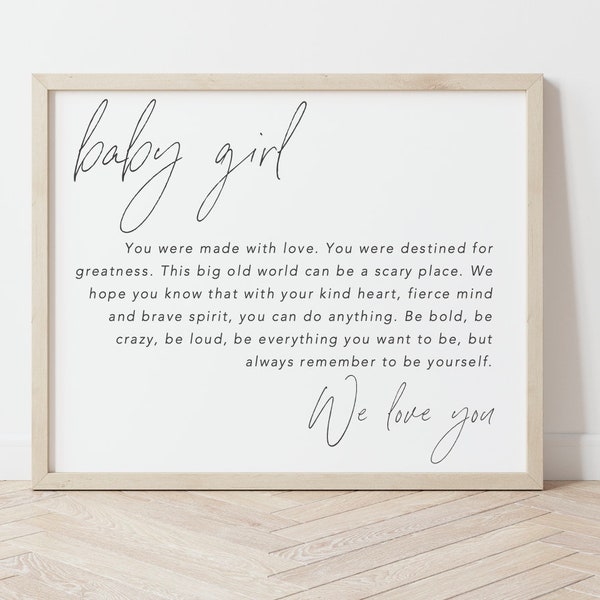 Extra Large Nursery Wall Art Sign, Baby Girl Nursery Wall Art, Over the Crib Nursery Sign, Baby Girl Nursery Quotes, Nursery Wall Decor Girl