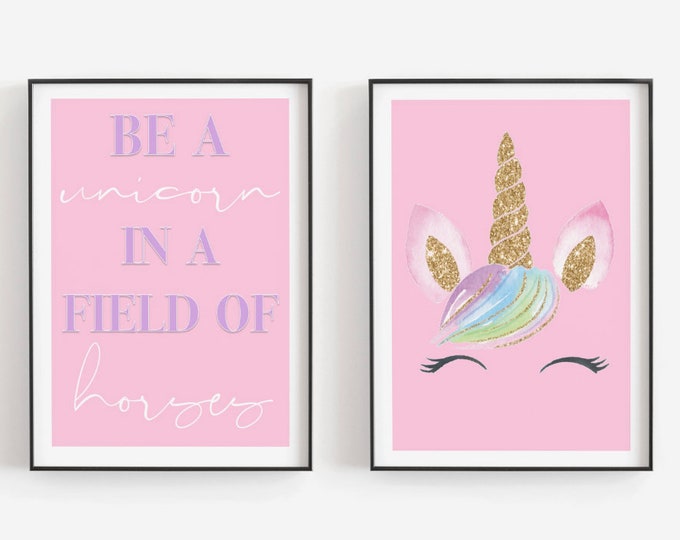 Unicorn Prints, Printable Unicorn Posters, Nursery Wall Decor, Baby ...