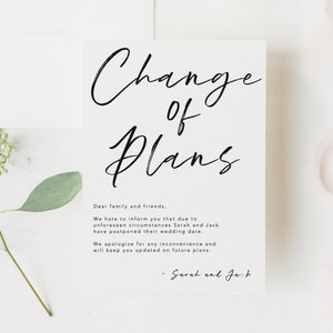 Postpone Wedding Card, Cancelled Wedding Postcard, Change of Plans Announcement, Wedding Cancellation, Change of Date Template image 1