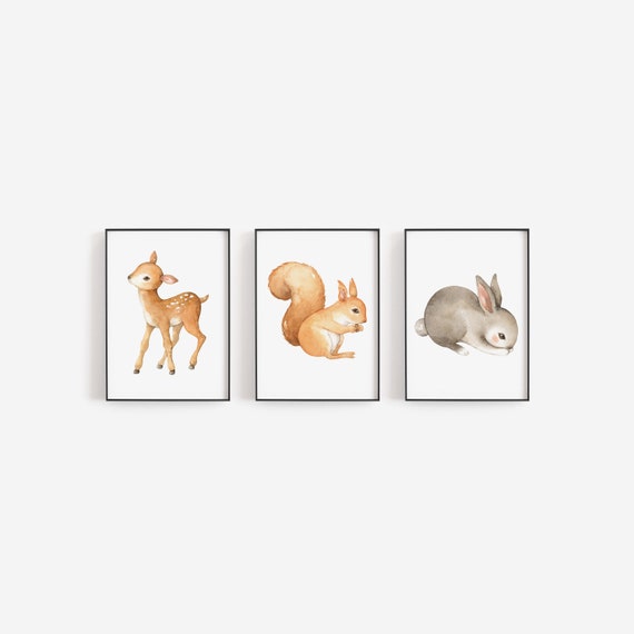 Woodland Creatures Printable Wall Art Woodland Theme Deer | Etsy