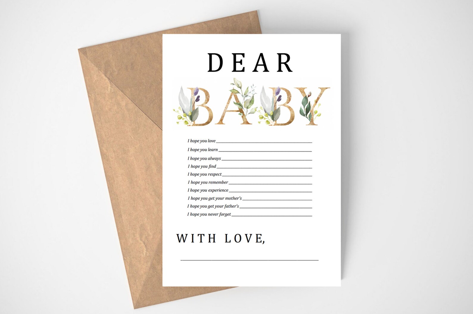 Dear Baby Cards Advice for Parentstobe Wishes for Baby Etsy