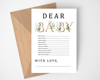 Dear Baby Cards, Advice for Parents-to-be, Wishes for Baby Cards, Greenery Baby Shower, Baby Shower Games, Baby Shower Activities, DIY