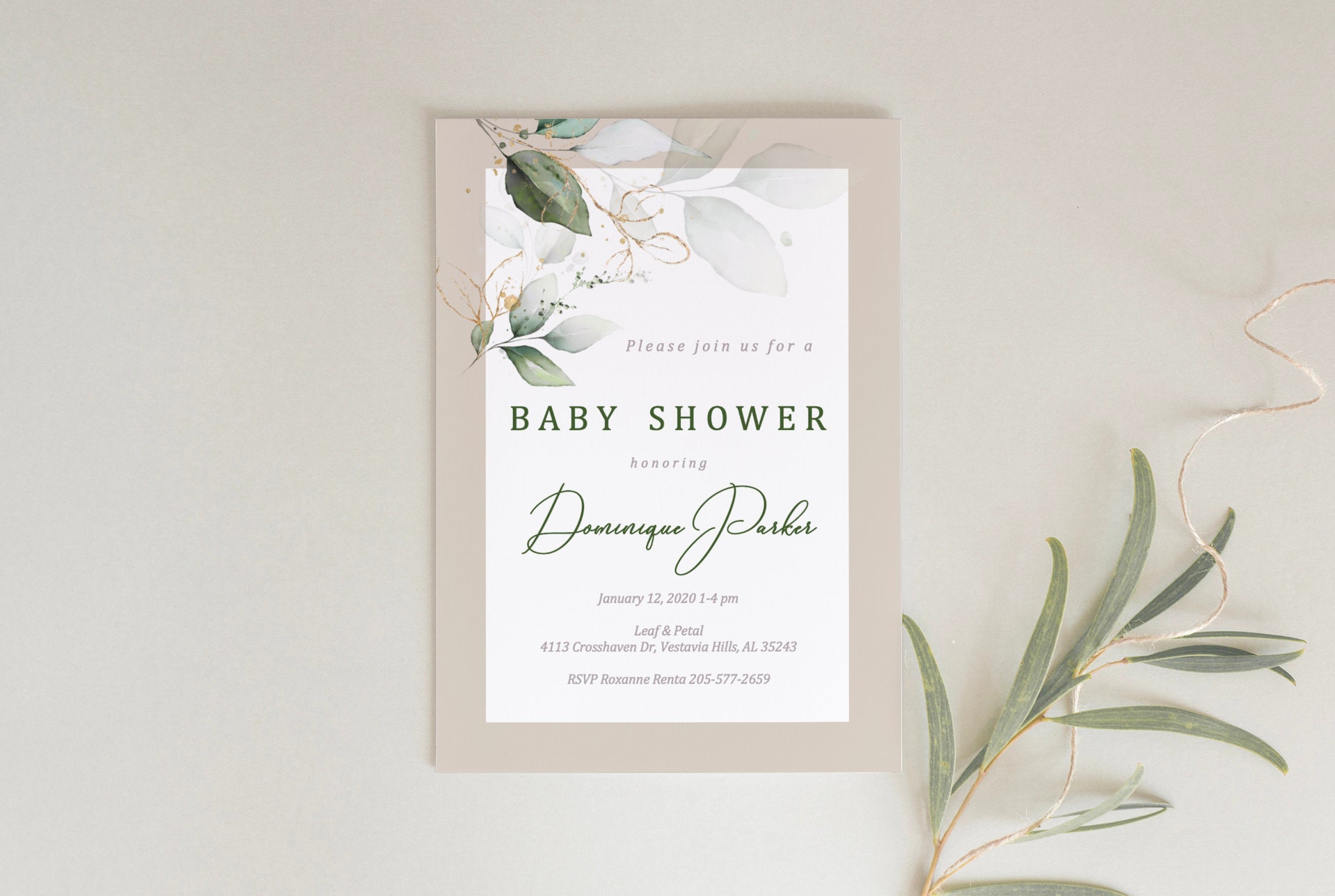 Greenery Baby Shower Template Greenery and Gold Baby Shower - Etsy