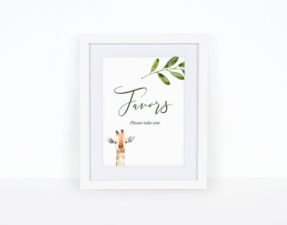 Giraffe Baby Shower Favors Sign Baby Shower Signs Safari Etsy