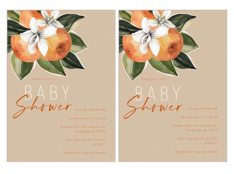 Oranges Baby Shower Invitation Citrus Baby Shower Invitation Etsy