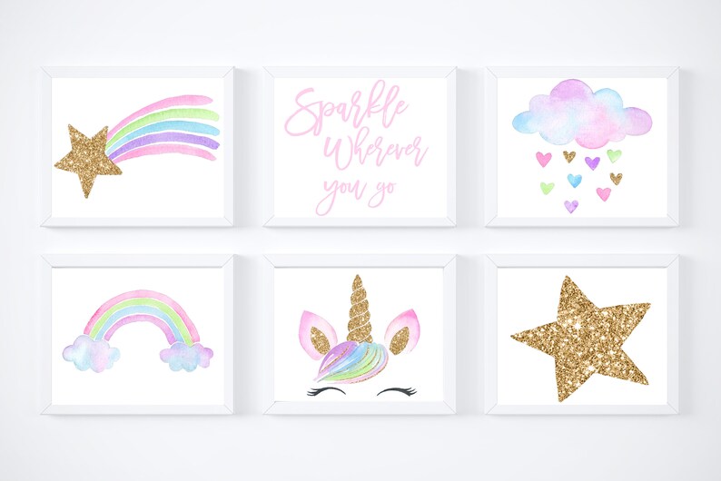unicorn wall decor printable wall art nursery wall art etsy