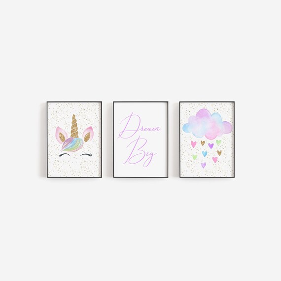Unicorn Wall Decor Printable Wall Art Nursery Wall Art Etsy