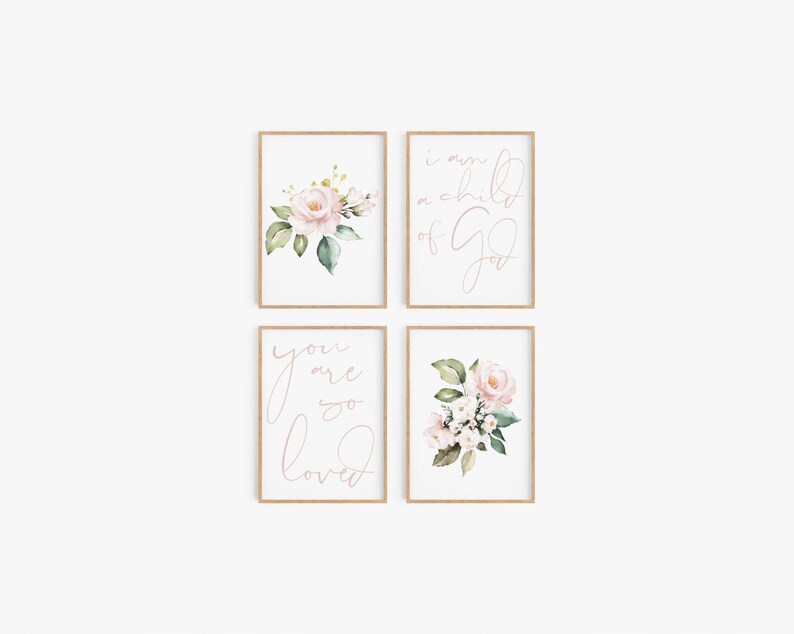Set of Blush Pink Floral Wall Art Baby Girl Nursery Gallery Etsy