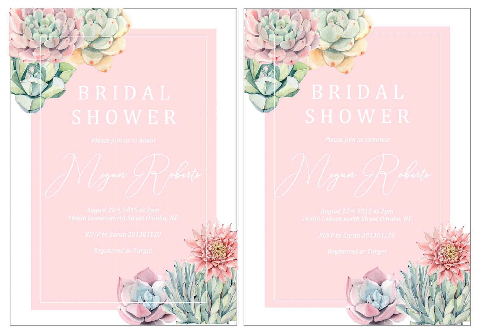 Succulent Bridal Shower Invitation Template Cactus Bridal Etsy