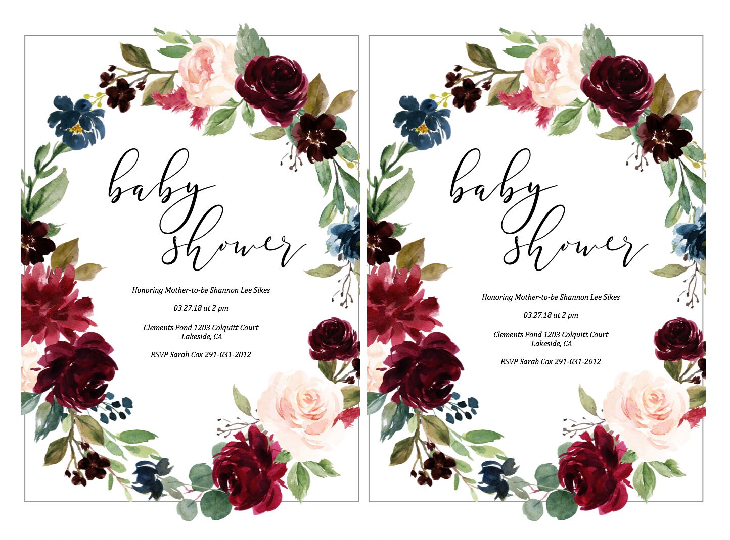 Baby Shower Invitation Girl Fall Baby Shower Invitation - Etsy
