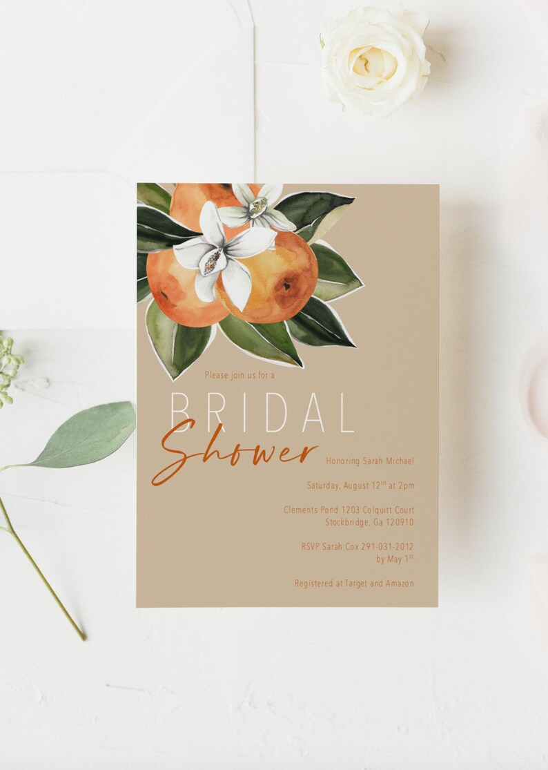 Citrus Bridal Shower Invitation Bridal Brunch Invitation Etsy