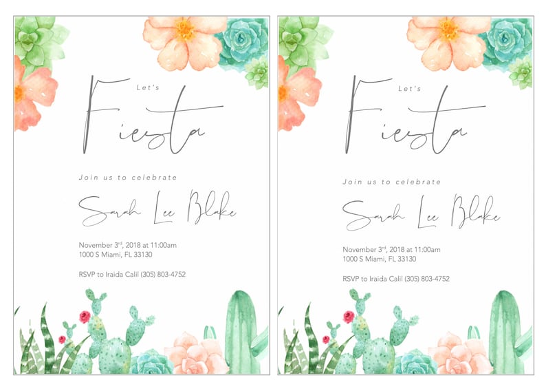 Fiesta Bachelorette Party Invitation Succulents, Printable Bachelorette Party Invitation Printable Invitation Fiesta Party Invitation
