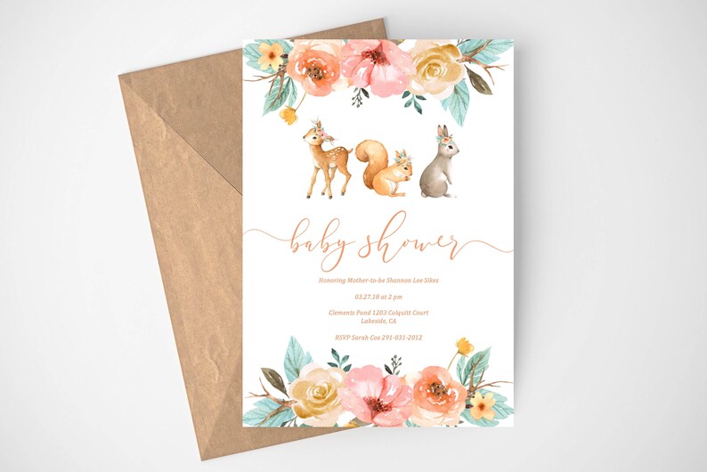 Rustic Baby Shower Invitation Woodland Invites Image 0
