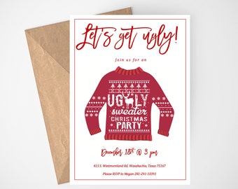 Ugly Christmas Sweater Invite, Ugly Christmas Sweater Party Invitation, Holiday Party, Tacky Sweater Party, Tacky Christmas, Tacky Sweater