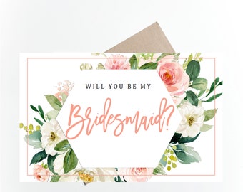 Bridesmaid Proposal Cards, Will you be my Bridesmaid, Bridesmaid Gifts, Proposal Box, Bridal Cards, Blush Pink, Floral, Ask Bridesmaid, DIY