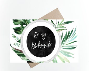 Will you be my Bridesmaid, Bridesmaid Proposal Card, Ask Bridesmaid, Greenery, Instant Download, Proposal Box, Bridesmaid Cards, Boho, DIY
