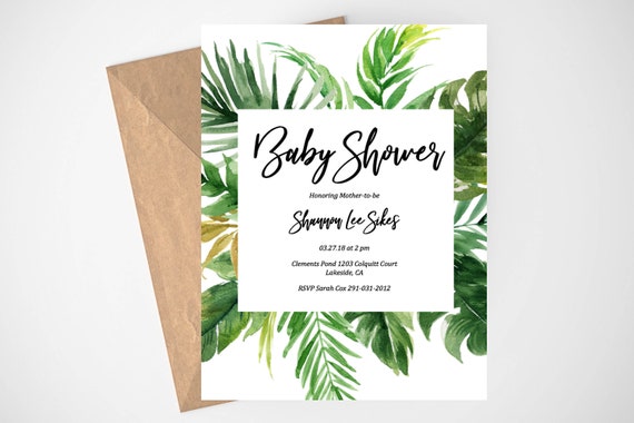 invitation template tropical baby