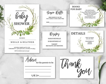 Printable Invitation, Rustic, Baby Shower Invite, Invitation Template, Greenery, Wreath, Botanical, Neutral Baby Shower, Gender Neutral,