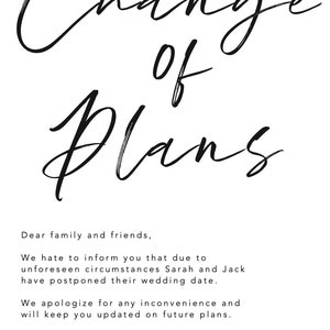 Postpone Wedding Card, Cancelled Wedding Postcard, Change of Plans Announcement, Wedding Cancellation, Change of Date Template image 2