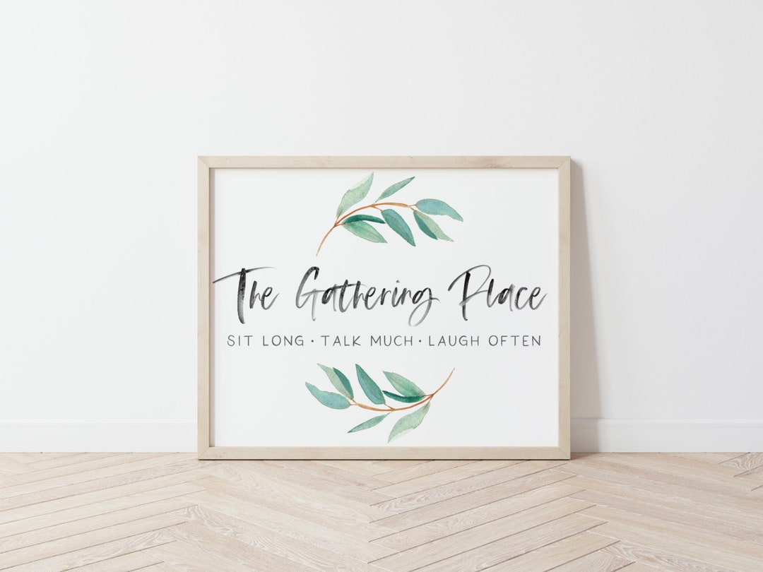 The Gathering Place Wall Art, Greenery Home Wall Art, Printable Dining