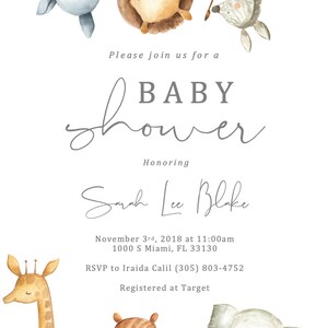 Printable Baby Shower Invitation Safari Baby Shower - Etsy